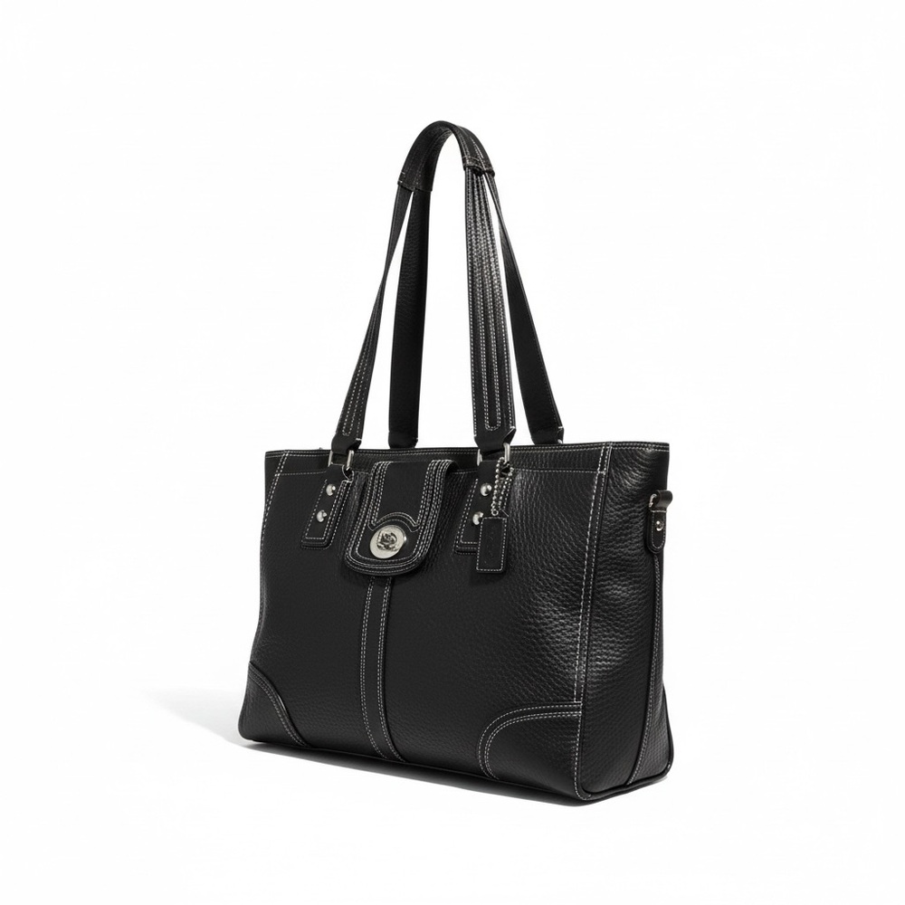 ✨ Coach Legacy Pebbled Leather Tote – Black | EUC | Luxury Classic ✨ - Picture 4 of 16